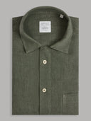 Shirt man xacus solid colour linen army green_1