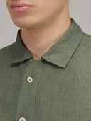 Shirt man xacus solid colour linen army green_2