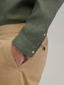 Shirt man xacus solid colour linen army green_5