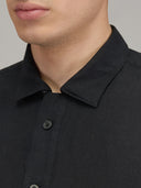Shirt man xacus solid colour linen black_2