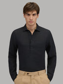 Shirt man xacus solid colour linen black_3