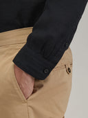 Shirt man xacus solid colour linen black_5
