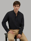 Shirt man xacus solid colour linen black_7
