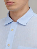Shirt man xacus solid colour linen light blue melange_2