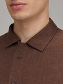 Shirt man xacus solid colour linen mahogany_2