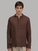 Shirt man xacus solid colour linen mahogany_3
