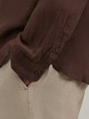 Shirt man xacus solid colour linen mahogany_5