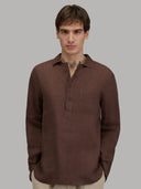Shirt man xacus solid colour linen mahogany_6