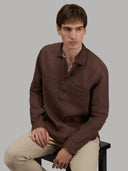 Shirt man xacus solid colour linen mahogany_7