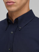 Shirt man xacus solid colour oxford navy blue_2