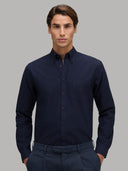 Shirt man xacus solid colour oxford navy blue_3