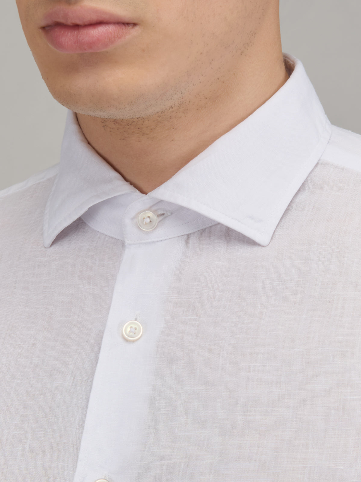 Shirt Collar Cutaway Solid Colour Linen Off-white – Xacus