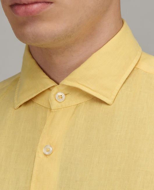 Shirt man xacus solid colour linen lemon yellow_2