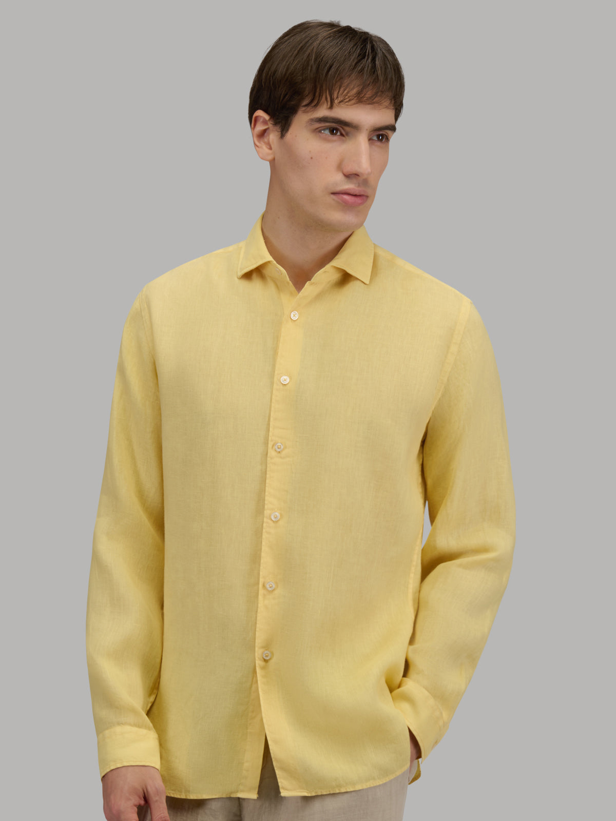 【YELLOW】Italian Collar Bright Jacquard Mens Italian Design Yellow Floral Smart Casual Double Collar