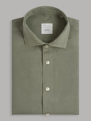 Shirt man xacus solid colour linen army green_1