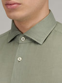 Shirt man xacus solid colour linen army green_2