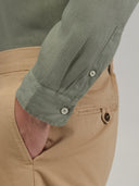 Shirt man xacus solid colour linen army green_5