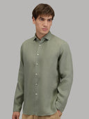 Shirt man xacus solid colour linen army green_6