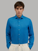 Shirt man xacus solid colour linen blue royal_3