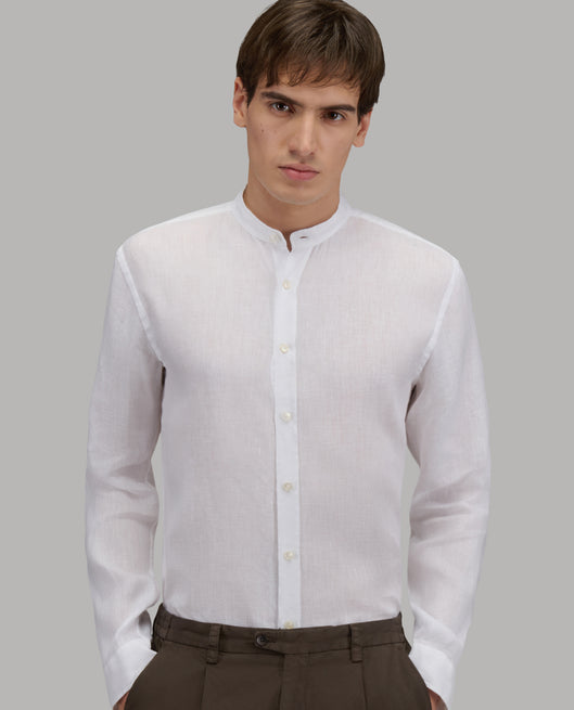 Shirt man xacus solid colour linen white_3