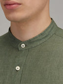 Shirt man xacus solid colour linen army green_2