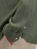Shirt man xacus solid colour linen army green_5