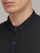 Shirt man xacus solid colour linen black_2