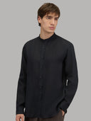 Shirt man xacus solid colour linen black_6