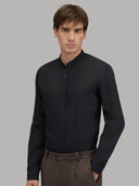 Shirt man xacus solid colour linen black_7