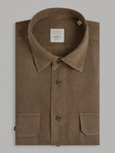 Shirt man xacus solid colour linen brown_1