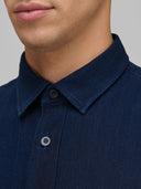 Shirt man xacus solid colour textured blue jeans_2