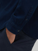 Shirt man xacus solid colour textured blue jeans_5
