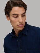 Shirt man xacus solid colour textured blue jeans_7
