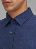 Shirt man xacus solid colour twill navy blue_2