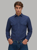 Shirt man xacus solid colour twill navy blue_3
