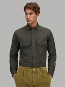 Shirt man xacus solid colour twill dark green_3
