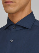 Shirt man xacus solid colour canvas navy blue_2