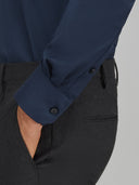 Shirt man xacus solid colour canvas navy blue_5