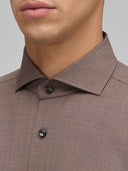 Shirt man xacus solid colour canvas brown_2