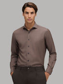 Shirt man xacus solid colour canvas brown_3