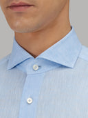 Shirt man xacus solid colour linen light blue melange_2