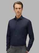 Shirt man xacus solid colour poplin navy blue_3