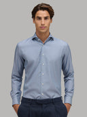 Shirt man xacus solid colour textured blue_3