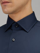 Shirt man xacus solid colour poplin navy blue_2