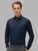 Shirt man xacus solid colour poplin navy blue_3
