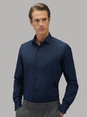 Shirt man xacus solid colour poplin navy blue_3