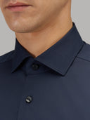 Shirt man xacus solid colour poplin navy blue_2