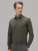 Shirt man xacus solid colour poplin army green_3