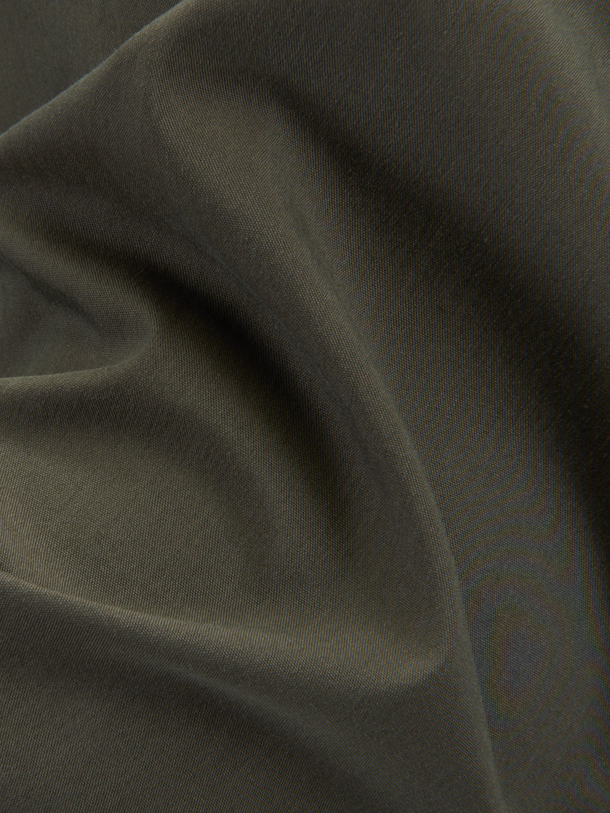 Camicia Collo Francese Piccolo Tinta Unita Popeline Verde Militare