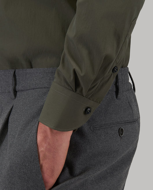 Shirt man xacus solid colour poplin army green_5